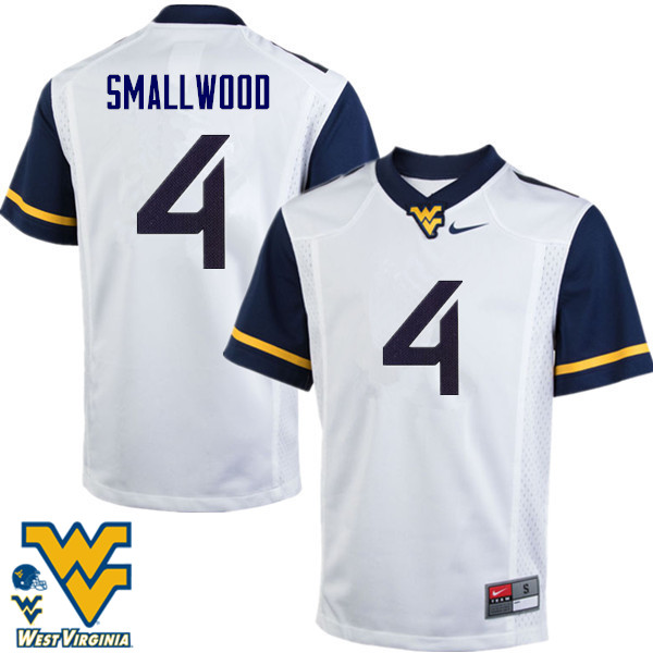 Men #4 Wendell Smallwood West Virginia Mountaineers College Football Jerseys-White